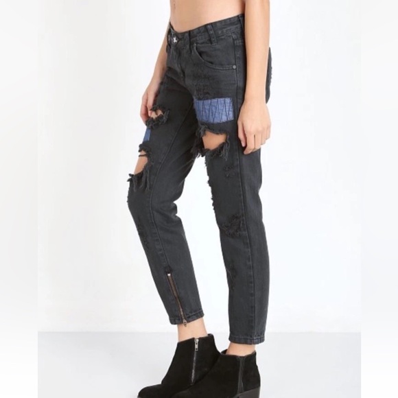 One by One Teaspoon Trash Freebirds Fox Women’s Black Low Rise Slim Jeans Sz 29 - Picture 2 of 12